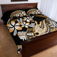 Gold Polynesian Hammerhead Shark Tattoo Quilt Bed Set Royal Plumeria Gradient Vibes LT14 - Polynesian Pride