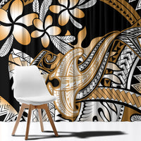Gold Polynesian Hammerhead Shark Tattoo Window Curtain Royal Plumeria Gradient Vibes LT14 - Polynesian Pride