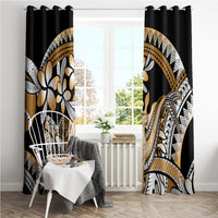 Gold Polynesian Hammerhead Shark Tattoo Window Curtain Royal Plumeria Gradient Vibes LT14 - Polynesian Pride