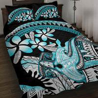 Turquoise Polynesian Hammerhead Shark Tattoo Quilt Bed Set Royal Plumeria Gradient Vibes LT14 Turquoise - Polynesian Pride