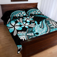 Turquoise Polynesian Hammerhead Shark Tattoo Quilt Bed Set Royal Plumeria Gradient Vibes LT14 - Polynesian Pride