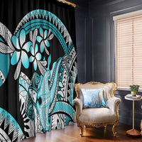 Turquoise Polynesian Hammerhead Shark Tattoo Window Curtain Royal Plumeria Gradient Vibes LT14 - Polynesian Pride