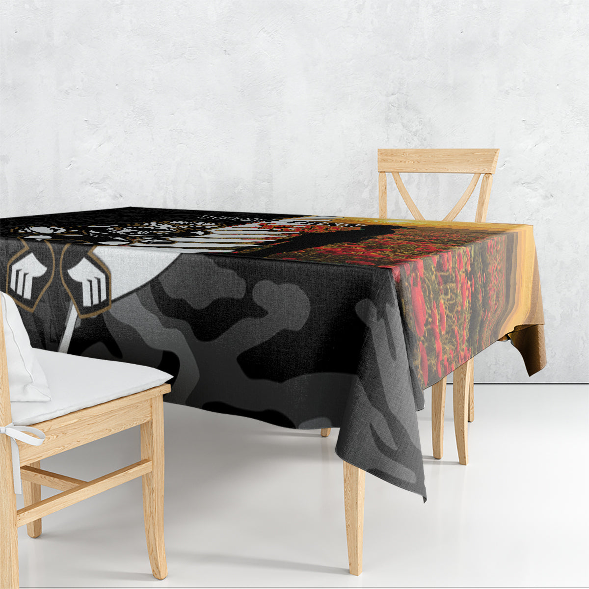 Custom New Zealand Silver Fern Rugby ANZAC Day Tablecloth 2024 All Black Tiki Mascot