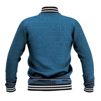 Blue African Dashiki With Fijian Tapa Pattern Baseball Jacket LT14 - Polynesian Pride