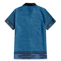 Blue African Dashiki With Fijian Tapa Pattern Family Matching Mermaid Dress and Hawaiian Shirt