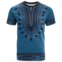 Blue African Dashiki With Fijian Tapa Pattern T Shirt