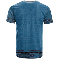 Blue African Dashiki With Fijian Tapa Pattern T Shirt