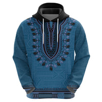 Blue African Dashiki With Fijian Tapa Pattern Zip Hoodie