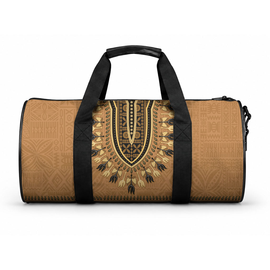 Brown African Dashiki With Fijian Tapa Pattern Duffle Bag LT14 One size Brown - Polynesian Pride