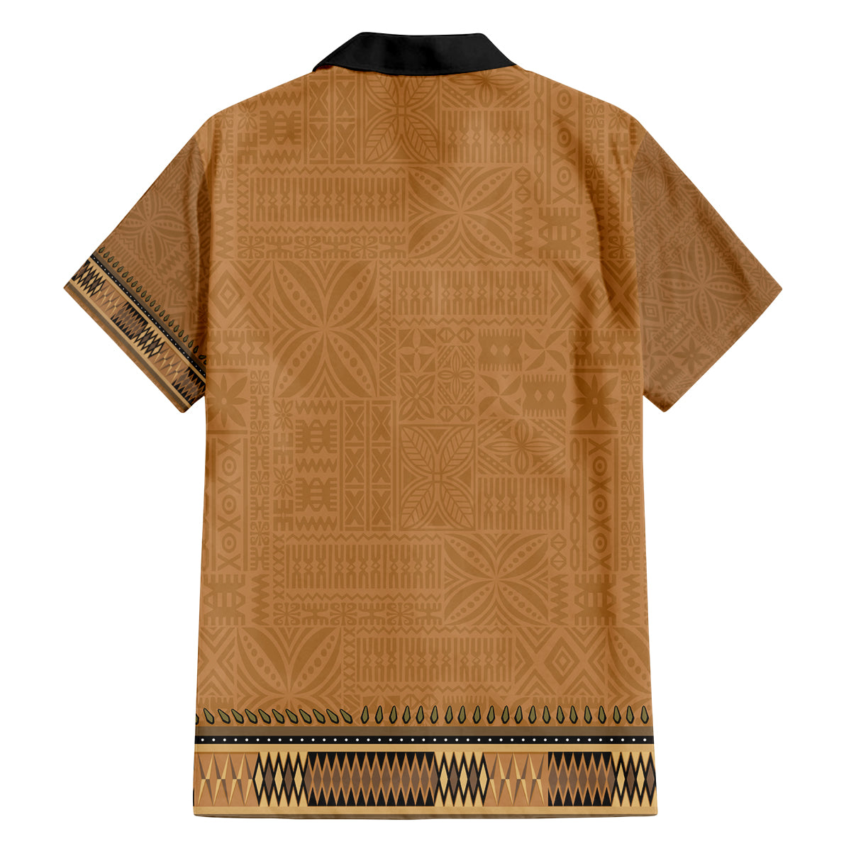 Brown African Dashiki With Fijian Tapa Pattern Family Matching Off Shoulder Short Dress and Hawaiian Shirt