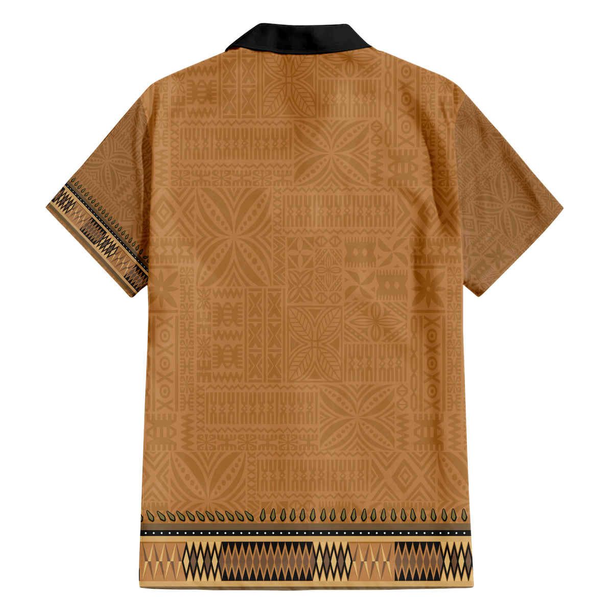 Brown African Dashiki With Fijian Tapa Pattern Family Matching Short Sleeve Bodycon Dress and Hawaiian Shirt
