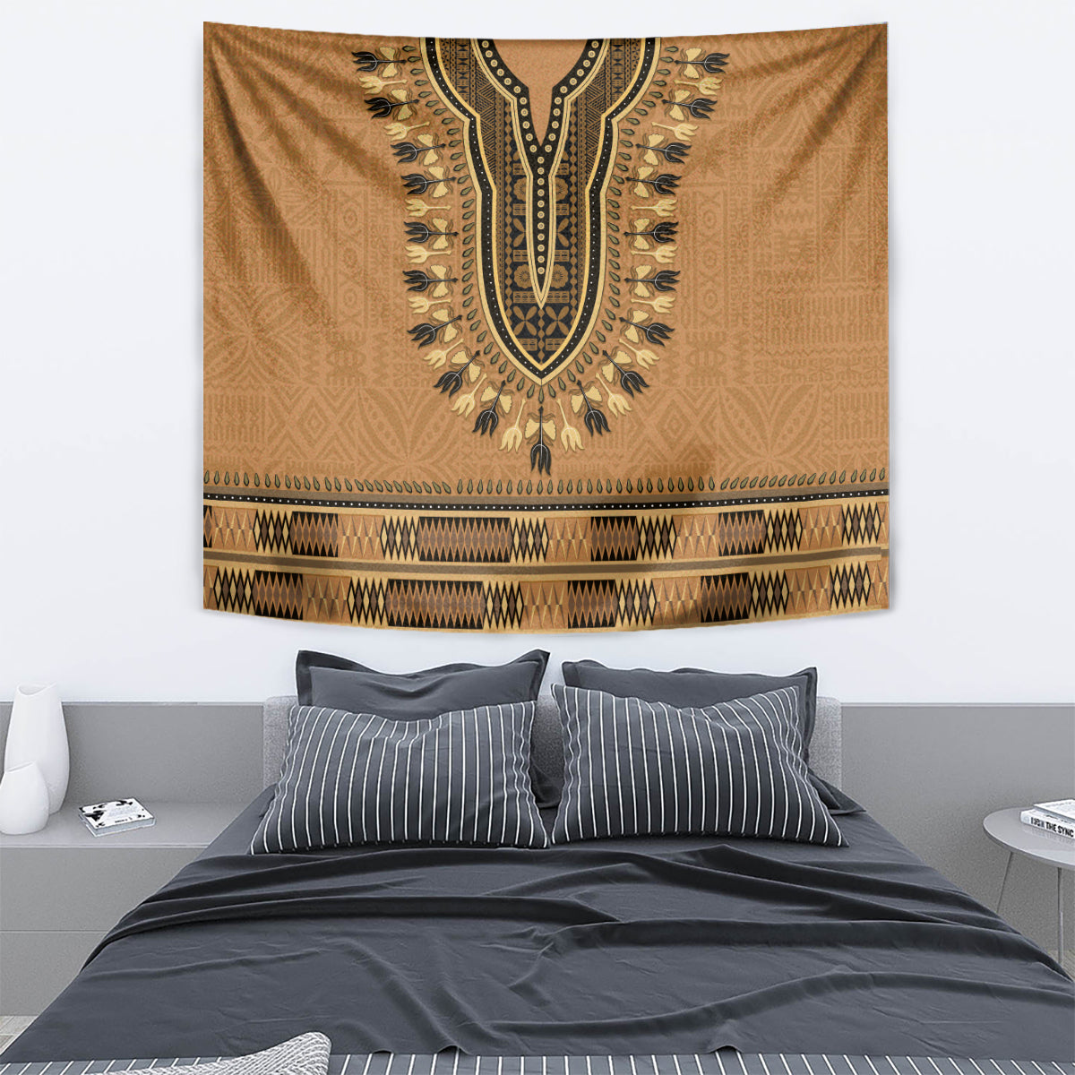Brown African Dashiki With Fijian Tapa Pattern Tapestry