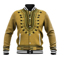 Gold African Dashiki With Fijian Tapa Pattern Baseball Jacket LT14 Unisex Gold - Polynesian Pride