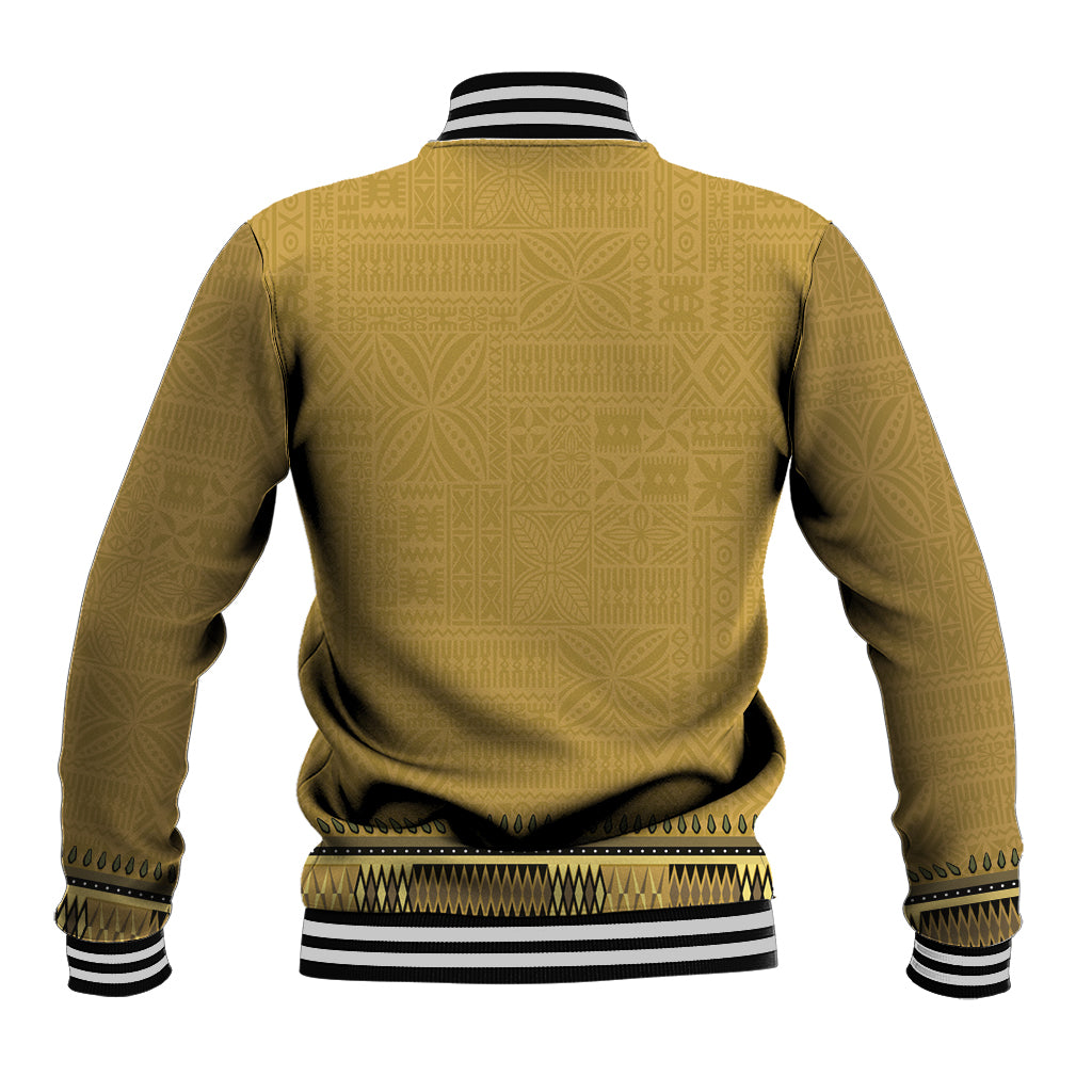 Gold African Dashiki With Fijian Tapa Pattern Baseball Jacket LT14 - Polynesian Pride