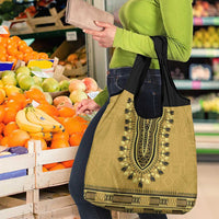Gold African Dashiki With Fijian Tapa Pattern Grocery Bag