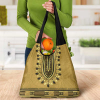 Gold African Dashiki With Fijian Tapa Pattern Grocery Bag