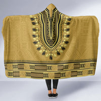 Gold African Dashiki With Fijian Tapa Pattern Hooded Blanket