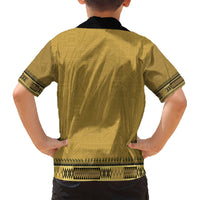 Gold African Dashiki With Fijian Tapa Pattern Kid Hawaiian Shirt LT14 - Polynesian Pride