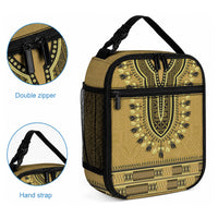 Gold African Dashiki With Fijian Tapa Pattern Lunch Bag LT14 - Polynesian Pride