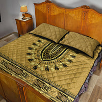 Gold African Dashiki With Fijian Tapa Pattern Quilt Bed Set