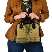 Gold African Dashiki With Fijian Tapa Pattern Shoulder Handbag