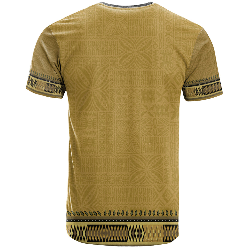 Gold African Dashiki With Fijian Tapa Pattern T Shirt