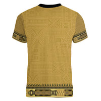 Gold African Dashiki With Fijian Tapa Pattern Women V-Neck T-Shirt