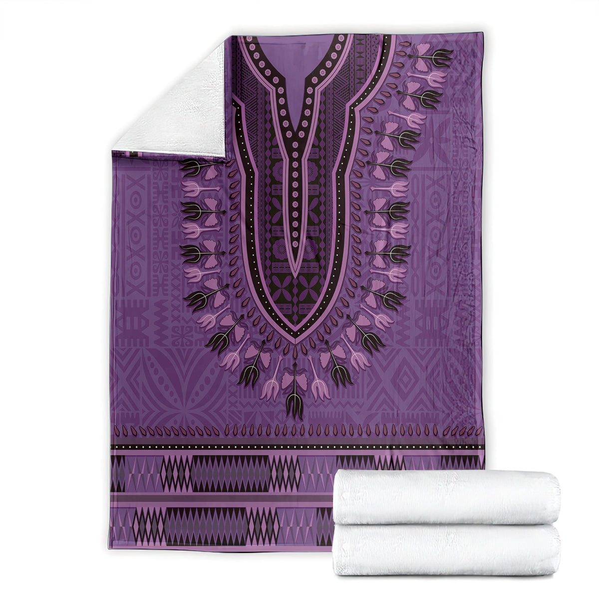 Purple African Dashiki With Fijian Tapa Pattern Blanket