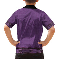 Purple African Dashiki With Fijian Tapa Pattern Family Matching Tank Maxi Dress and Hawaiian Shirt