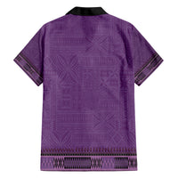 Purple African Dashiki With Fijian Tapa Pattern Family Matching Tank Maxi Dress and Hawaiian Shirt