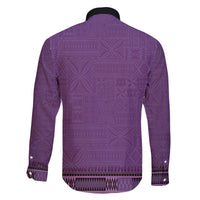 Purple African Dashiki With Fijian Tapa Pattern Family Matching Tank Maxi Dress and Hawaiian Shirt