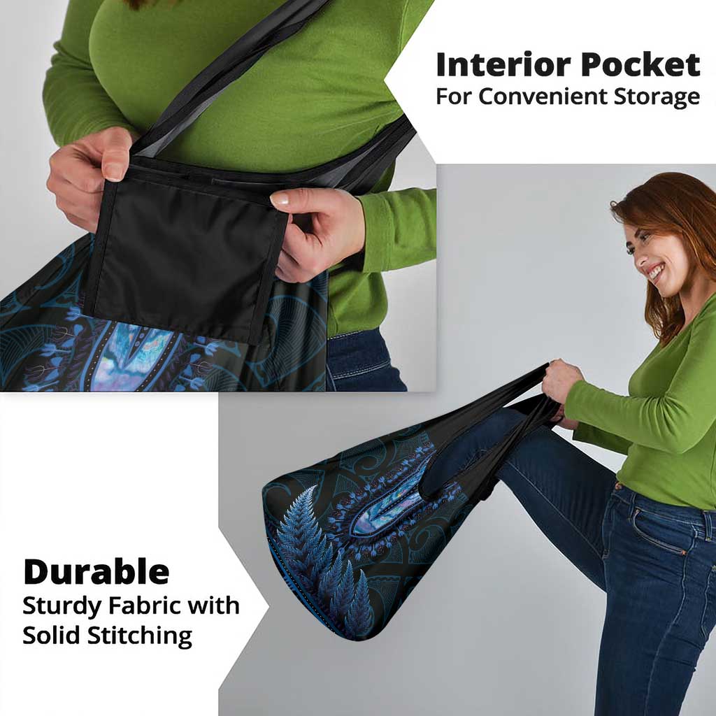 Blue African Dashiki With Aotearoa Maori Grocery Bag Paua Shell Mix Silver Fern