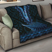 Blue African Dashiki With Aotearoa Maori Quilt Paua Shell Mix Silver Fern