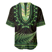 Lime Green African Dashiki With Aotearoa Maori Baseball Jersey Paua Shell Mix Silver Fern