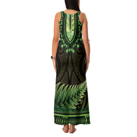 Lime Green African Dashiki With Aotearoa Maori Family Matching Tank Maxi Dress and Hawaiian Shirt Paua Shell Mix Silver Fern
