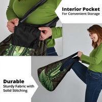 Lime Green African Dashiki With Aotearoa Maori Grocery Bag Paua Shell Mix Silver Fern