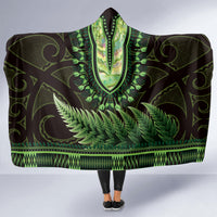 Lime Green African Dashiki With Aotearoa Maori Hooded Blanket Paua Shell Mix Silver Fern