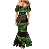 Lime Green African Dashiki With Aotearoa Maori Mermaid Dress Paua Shell Mix Silver Fern LT14 - Polynesian Pride
