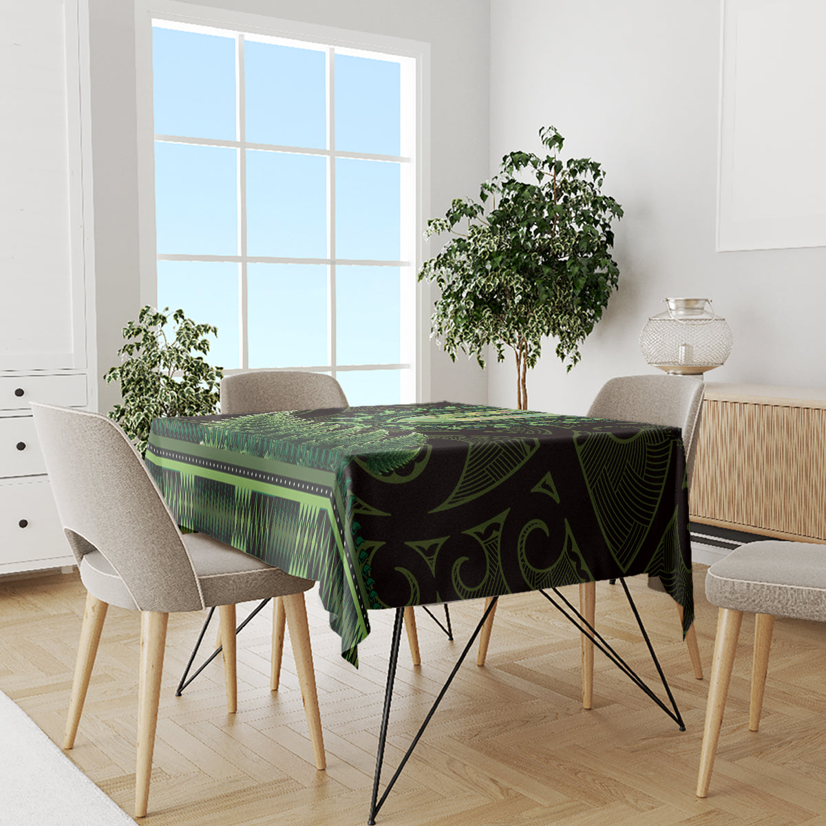 Lime Green African Dashiki With Aotearoa Maori Tablecloth Paua Shell Mix Silver Fern