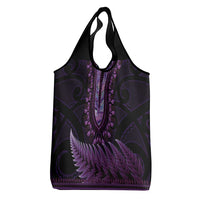 Purple African Dashiki With Aotearoa Maori Grocery Bag Paua Shell Mix Silver Fern