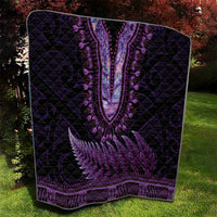 Purple African Dashiki With Aotearoa Maori Quilt Paua Shell Mix Silver Fern LT14 - Polynesian Pride