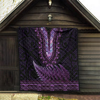Purple African Dashiki With Aotearoa Maori Quilt Paua Shell Mix Silver Fern LT14 - Polynesian Pride