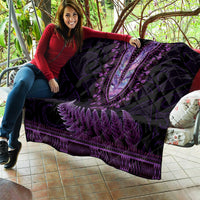 Purple African Dashiki With Aotearoa Maori Quilt Paua Shell Mix Silver Fern LT14 - Polynesian Pride