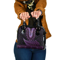 Purple African Dashiki With Aotearoa Maori Shoulder Handbag Paua Shell Mix Silver Fern LT14 One Size Purple - Polynesian Pride