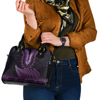 Purple African Dashiki With Aotearoa Maori Shoulder Handbag Paua Shell Mix Silver Fern LT14 - Polynesian Pride