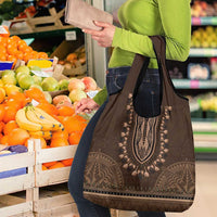 Brown African Dashiki With Tonga Ngatu Pattern Grocery Bag