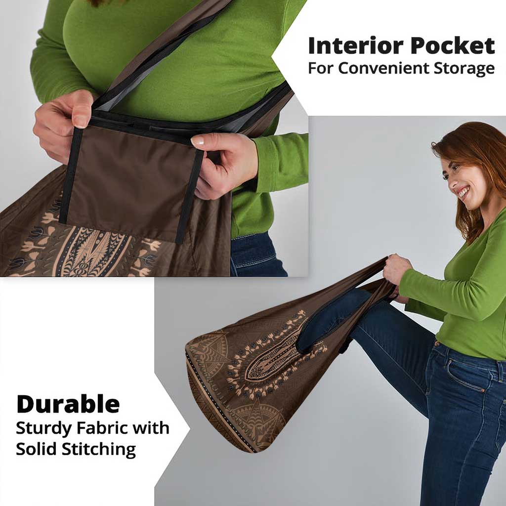 Brown African Dashiki With Tonga Ngatu Pattern Grocery Bag