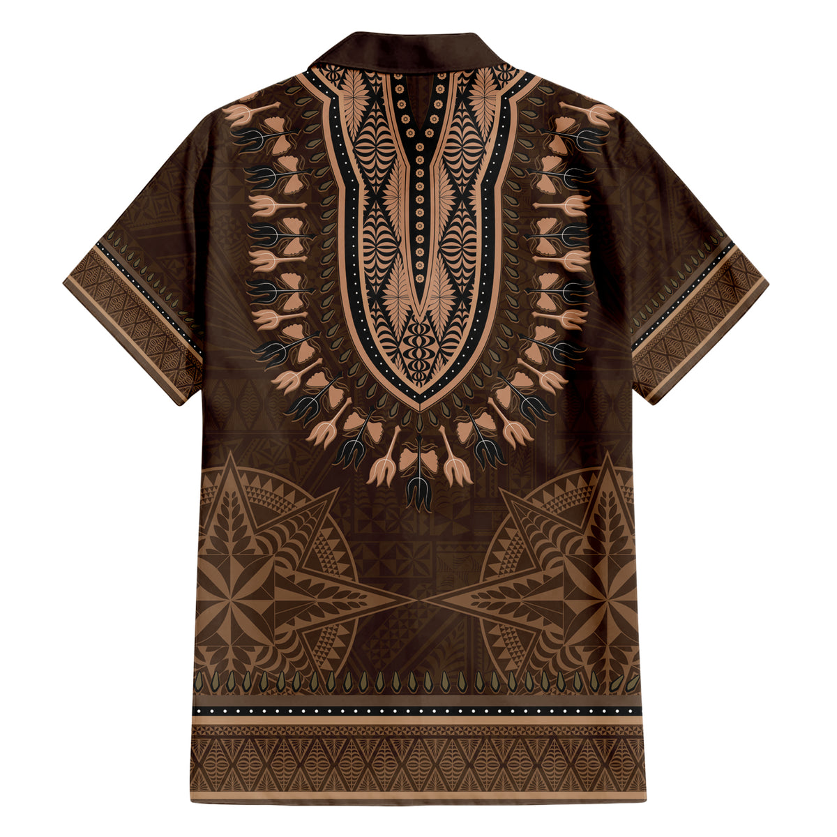 Brown African Dashiki With Tonga Ngatu Pattern Hawaiian Shirt