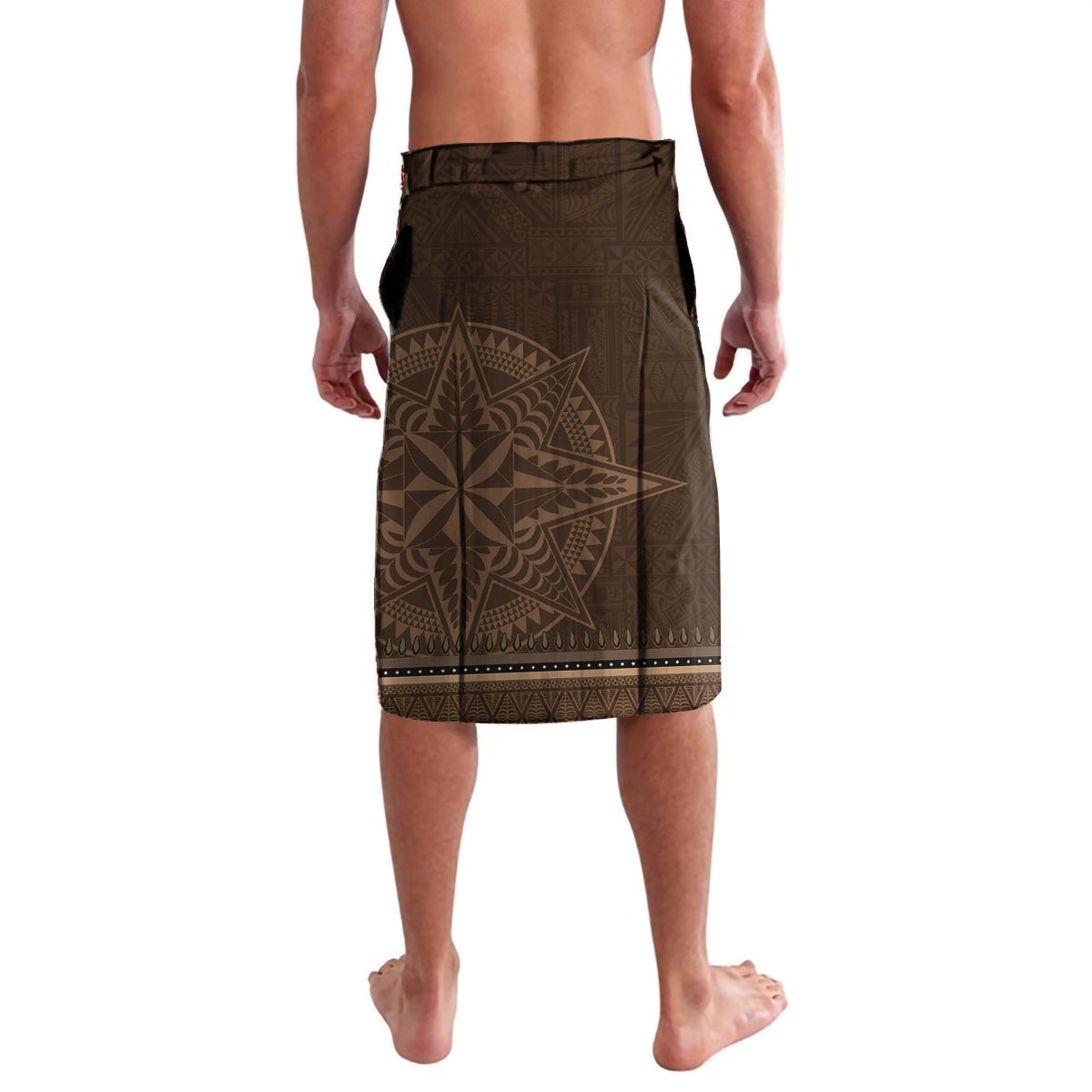 Brown African Dashiki With Tonga Ngatu Pattern Lavalava