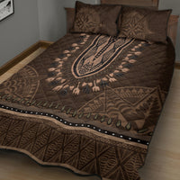 Brown African Dashiki With Tonga Ngatu Pattern Quilt Bed Set